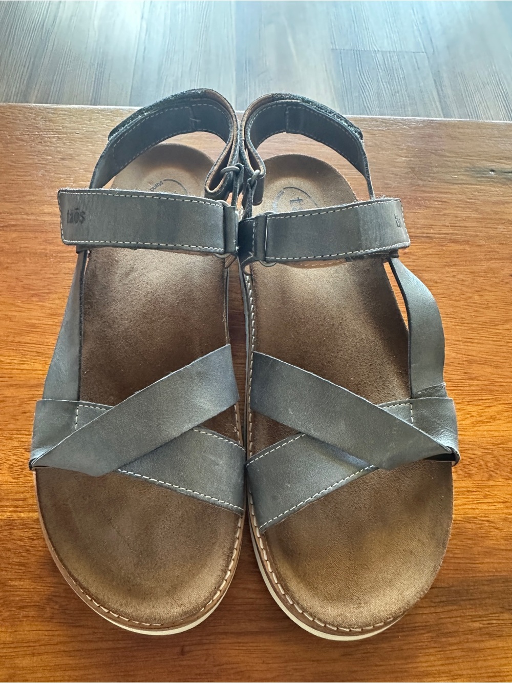 Taos Women’s Sideways Steel Cross-Strap Leather Sandals